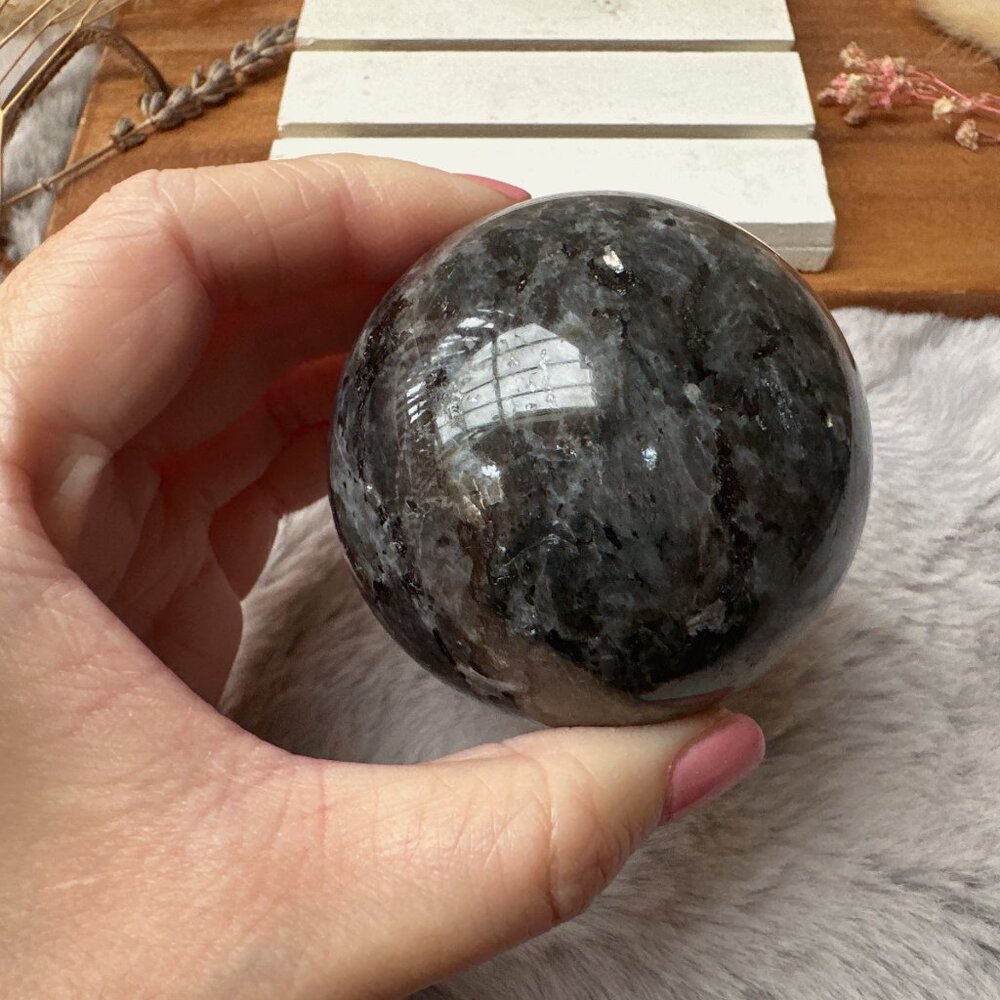 Beautiful Larvikite Sphere - Picture 10 of 10